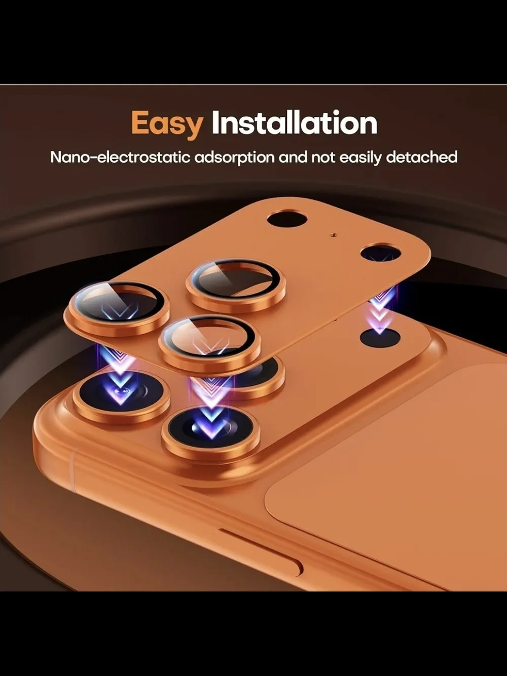 Orange Metallic Camera Jeluse iPhone 17 Pro Max Camera Lens Protector